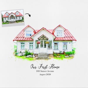 Aquarell Gemälde, Einweihungsgeschenk, Aquarellbild, Haus Gemälde, Aquarell, Haus Portrait, Geschenke für Sie, unser erstes Zuhause