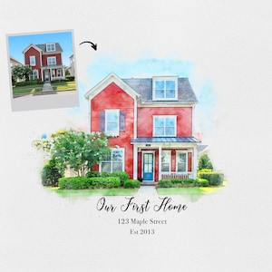 Aquarell Gemälde, Einweihungsgeschenk, Aquarellbild, Haus Gemälde, Aquarell, Haus Portrait, Geschenke für Sie, unser erstes Zuhause