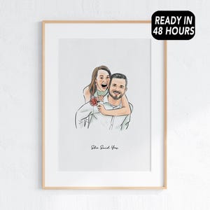 custom couple portrait, couple drawing, couple photo gift, gift for couples, custom couple portrait illustration, painting from portrait