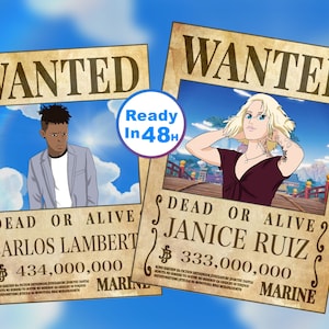 Custom Anime Wanted Poster • Personalized Pirate Anime Gift  • custom anime portrait • anime pirate poster • Gift with Bounty