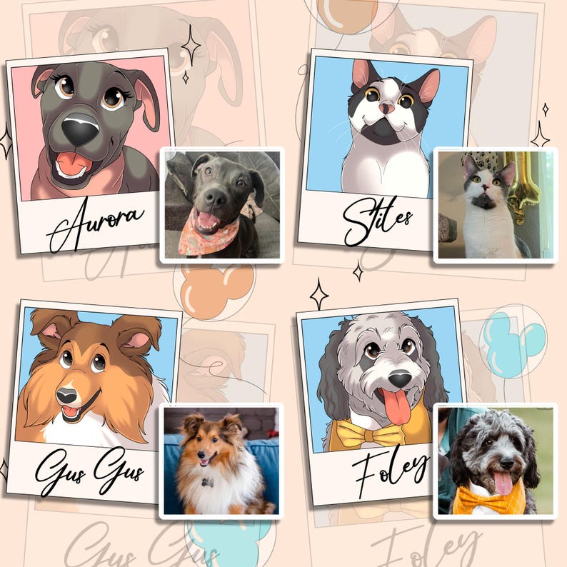 Cartoon Portrait, portrait from photo, cartoon illustration, pet portrait disney, dog illustration, pet portrait, custom pet cartoon image 4