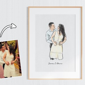 couple portrait, custom couple gift, gift for couples, couple photo, watercolor painting from photo, couple drawing, custom couple portrait