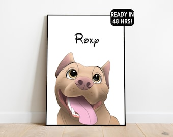 Custom Cartoon Pet Portrait | Personalized Cat & Dog Art (Digital File )