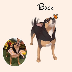 Custom cartoon Pet Portrait, Hand-Drawn Dog Cat Art (Digital Download)