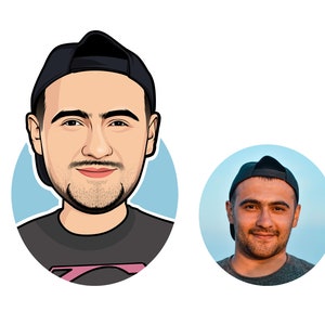 loved one portrait, cartoon portrait, caricature, custom caricature, drawing from photo, Cartoon Me, social media profile