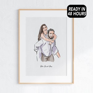 Paarportret, familieportret, aquarelportret, paarschilderij, cadeau voor hem, paarillustratie, verlovingscadeau, Valentijnsdag