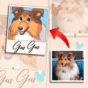 Cartoon Portrait, portrait from photo, cartoon illustration, pet portrait disney, dog illustration, pet portrait, custom pet cartoon image 6