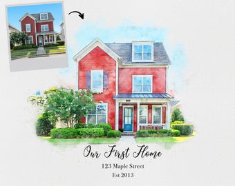 Custom Home Portrait Gift, House Portrait Closing Gift, Watercolor House Portrait, Housewarming Gift Unique, Custom House Art