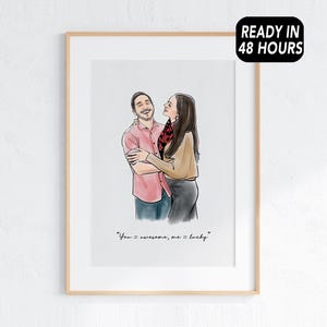 retrato de pareja, regalo de pareja personalizado, regalo para parejas, foto de pareja, pintura de acuarela a partir de una foto, dibujo de pareja, retrato de pareja personalizado