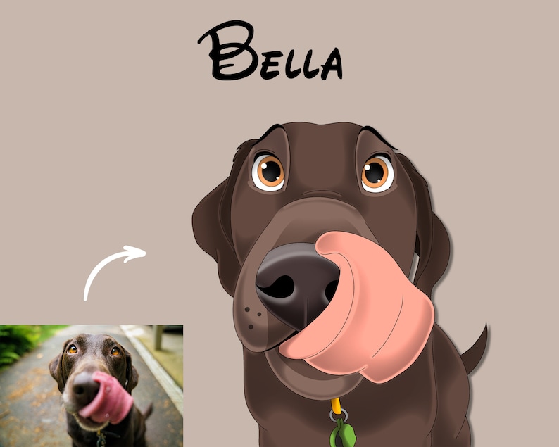 Cartoon Portrait, portrait from photo, cartoon illustration, pet portrait disney, dog illustration, pet portrait, custom pet cartoon image 1