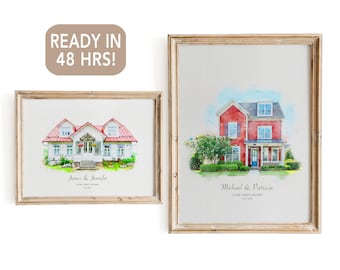 custom home portrait, house portrait, watercolor house portrait,realtor closing gift,house warming gift,custom house portrait,new home gift