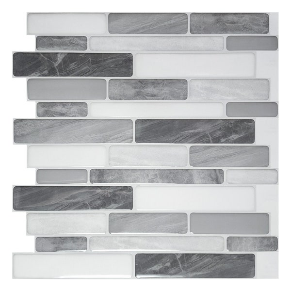 Art3d 10-Sheet Self Adhesive Backsplash, 12 in. x 12in. Grey Marble Design 3D Wall Panels,Peel and Stick Backsplash Tile