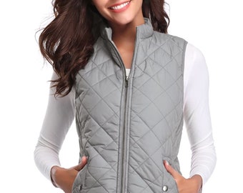 Women's Vest - Stand Collar Lightweight Zip Quilted Vest for Women,Women's Quilted Vest