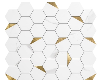 Art3d Peel and Stick Backsplash for Kitchen Décor, Self-Adhesive Tile Hexagon Mosaic Tiles