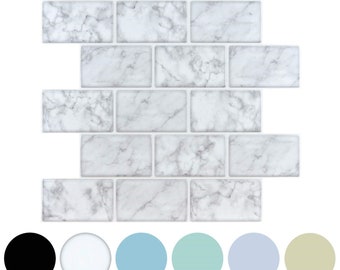 Marble Look Peel and Stick Subway Tile, Stick on Wall Tiles, Self-Adhesive Kitchen backsplash ( Thicker Design)