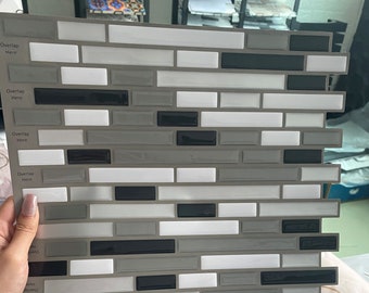 Art3d 12" x 12" Peel and Stick Tile Kitchen Backsplash Sticker Gray Brick