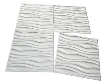 Art3d PVC Wave Board Textured 3D Wall Panels, White, Black, Silver,19.7" x 19.7",Premium Quality PVC 3D Wall Panels(12 Pack)