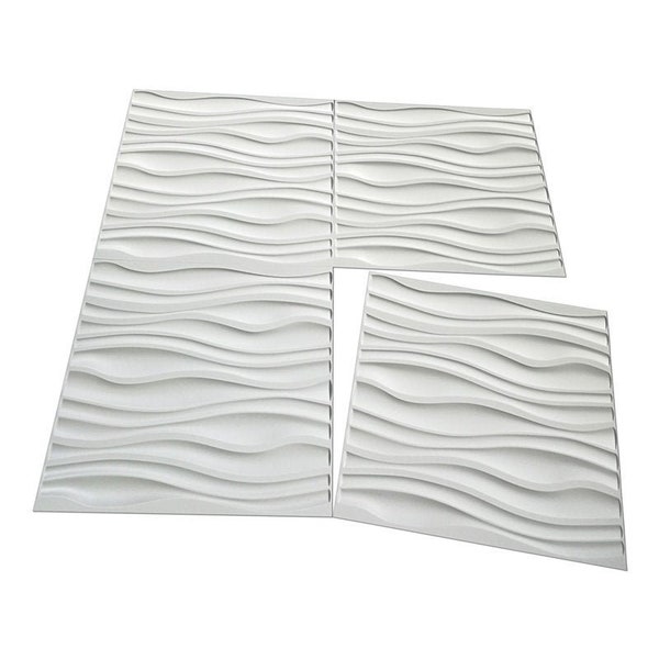 Art3d PVC Wave Board Textured 3D Wall Panels, White, Black, Silver,19.7" x 19.7",Premium Quality PVC 3D Wall Panels(12 Pack)