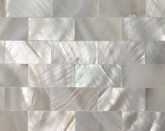 Art3d White MOP Shell Mosaic Tile for Kitchen Backsplashes/Shower Wall, 12" x 12" Seamless Subway,Mother of Pearl Tiles