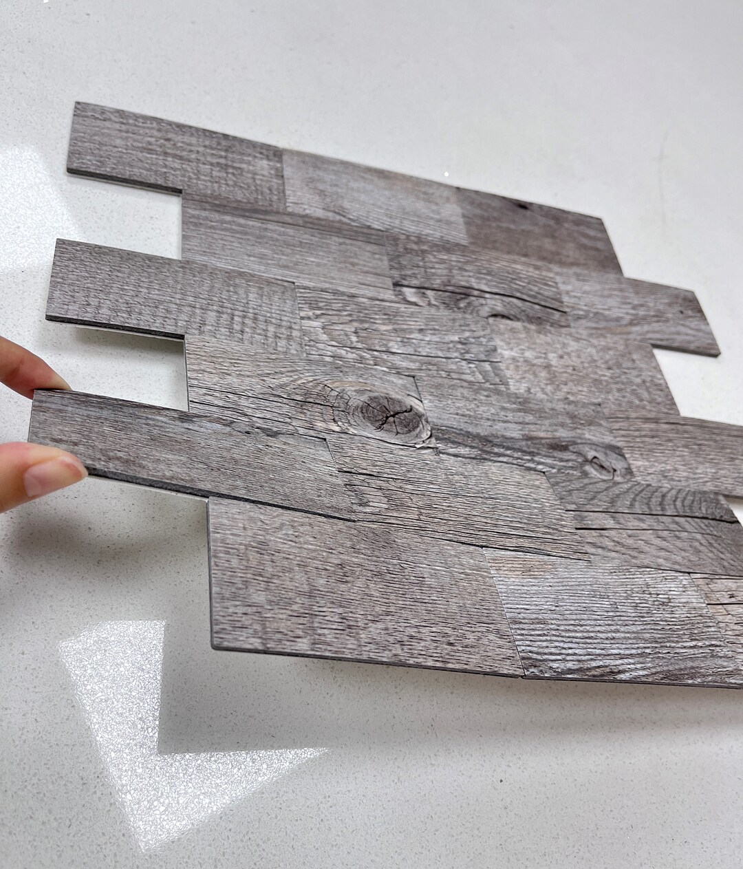 Art3d Peel and Stick Backsplashes Wall Tile Gray Wood Grain, 13.5x11.4