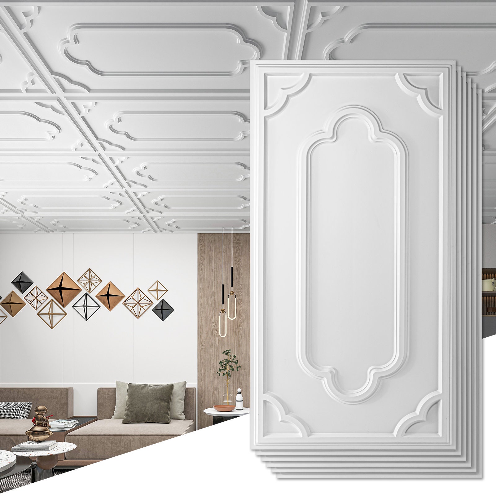 Art3d Panel 3D de PVC para decoración de paredes interiores, azulejos  texturizados ondulados, paquete de 12 unidades de 19.7 x 19.7 pulgadas,  color