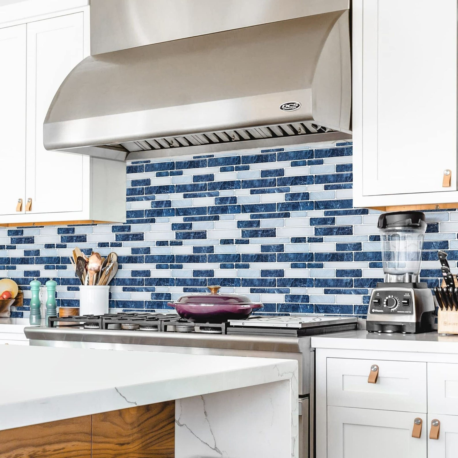 Peel and Stick Tile Backsplash Midnight Blue for Kitchen Etsy