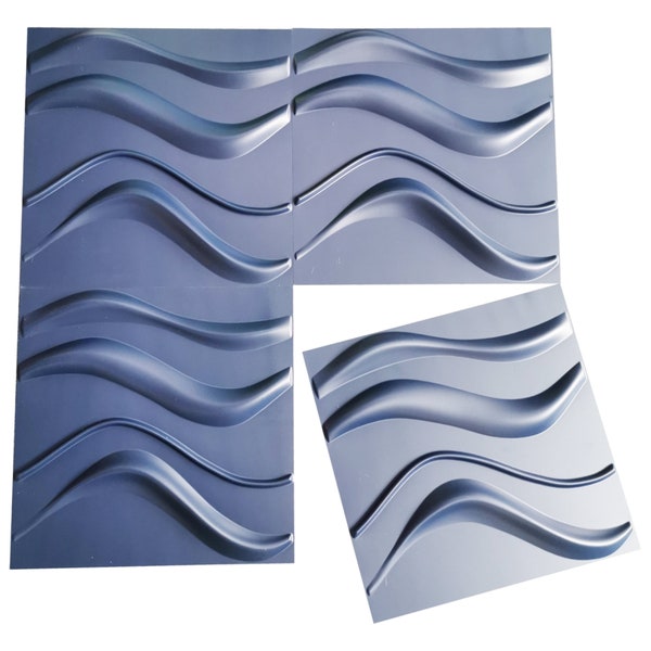 Art3d®Textured Plastic 3D Decorative Wall Panel PVC 19.7" x 19.7" Navy Blue 3D Wall Panel PVC Slim Wave Covers 32 Sqft (12-Pack)