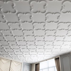 Art3d 2 ft. x 2 ft. Decorative PVC Drop in Ceiling Tile for Interior Wall Decor,Pack of 12pcs (48 sq.ft./case)