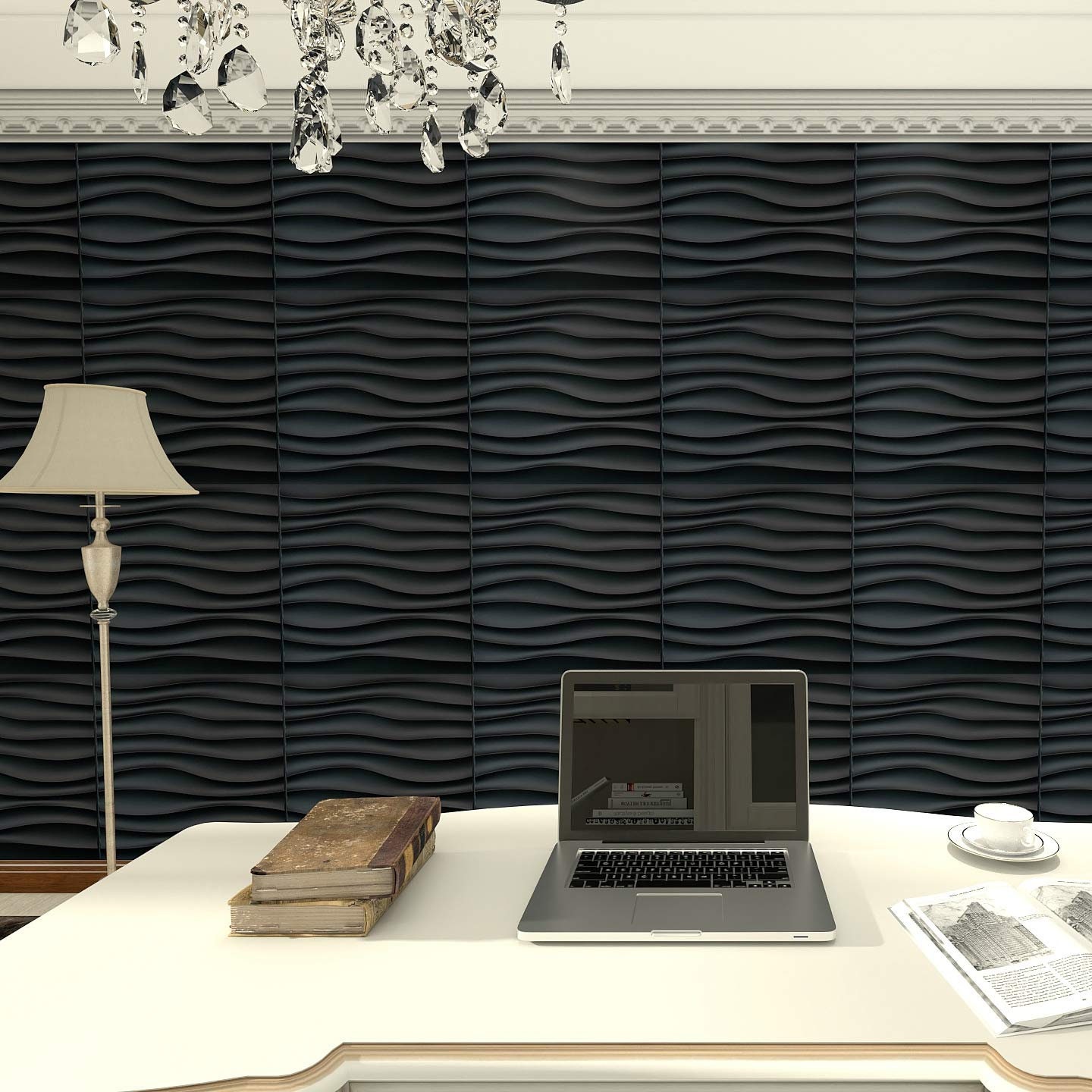 Art3d Paneles ondulados de PVC para decoración de paredes interiores,  azulejos de pared 3D texturizados marrón madera, 19.7 x 19.7 pulgadas  (paquete
