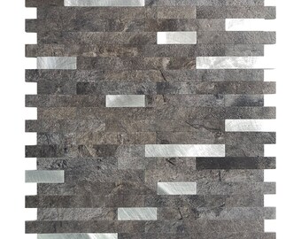 Art3d Peel and Stick Tile Backsplash for Kitchen Wall Metal Mosaic Faux  Stone Backsplash , Self-adhesive Mosaic Aluminium Tile5 Tiles 