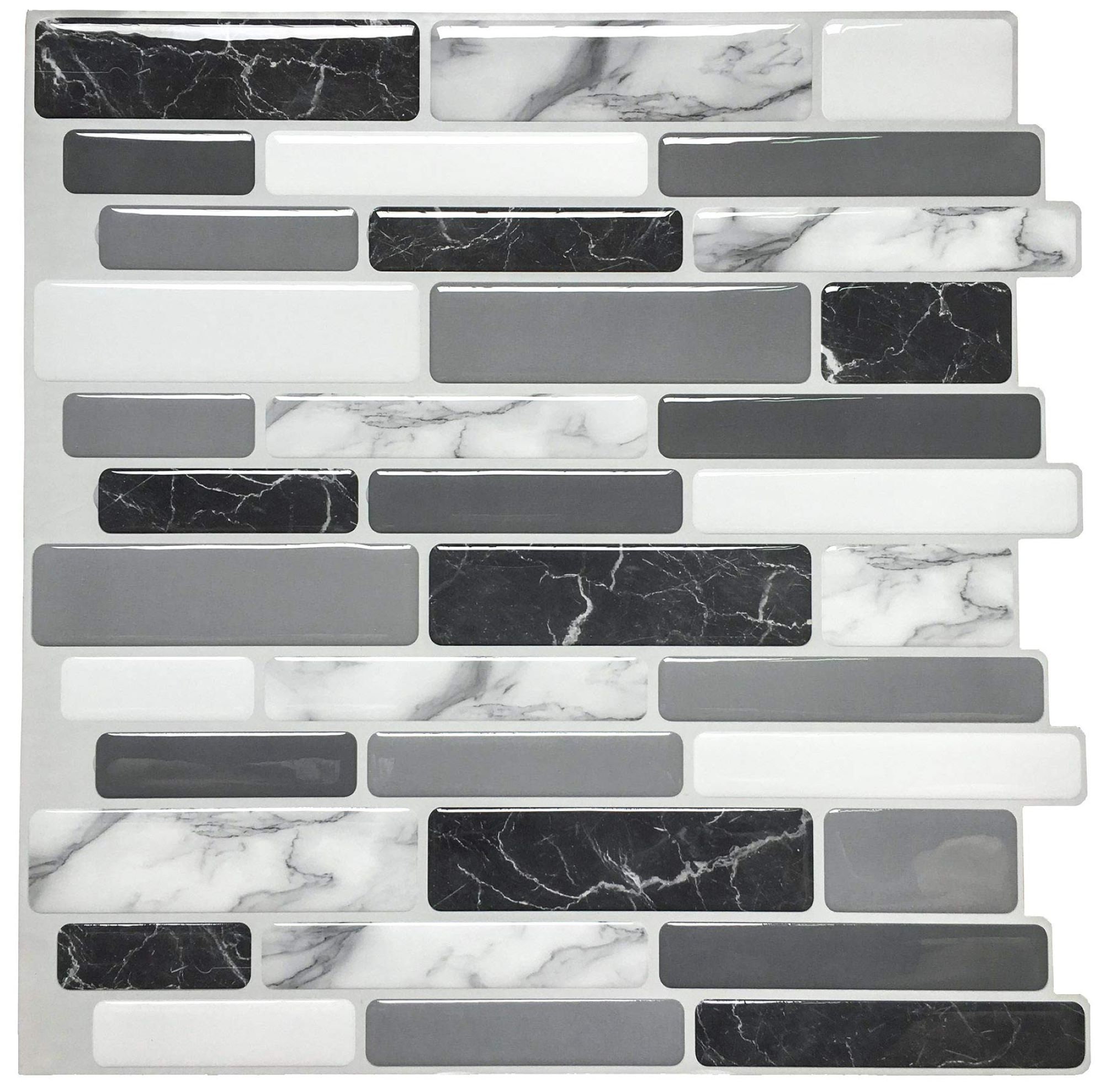 Smart Tiles Metro Grigio Gray Subway Peel and Stick Tile Backsplash SM1064  