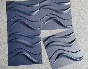 Art3d Panel de pared 3D de PVC azul marino, cubierta de estilo ondulado, 32  pies cuadrados, para decoración de pared interior en sala de estar