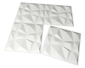 Art3d® Decorative 3D Wall Panels PVC Diamond Design White Wall Bathroom Pack of 33 Tiles 32 Sq Ft