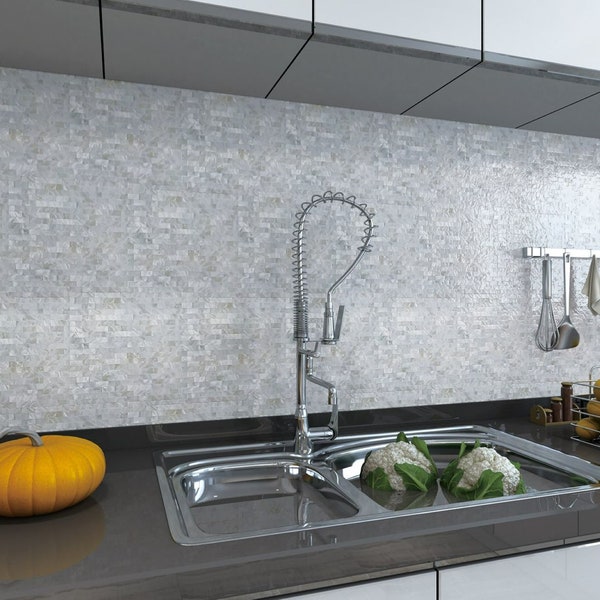 Art3d Mother of Pearl Shell Tile for Kitchen Backsplashes/Shower Wall, 12" x 12" White Subway