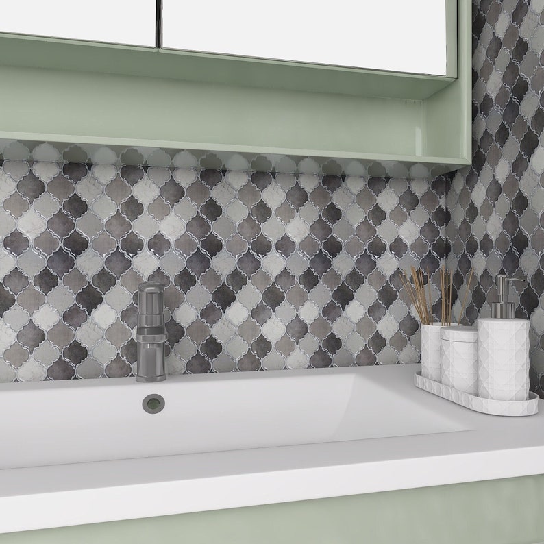 Peel and Stick Tile Backsplash Arabesque Tile Backsplash Etsy