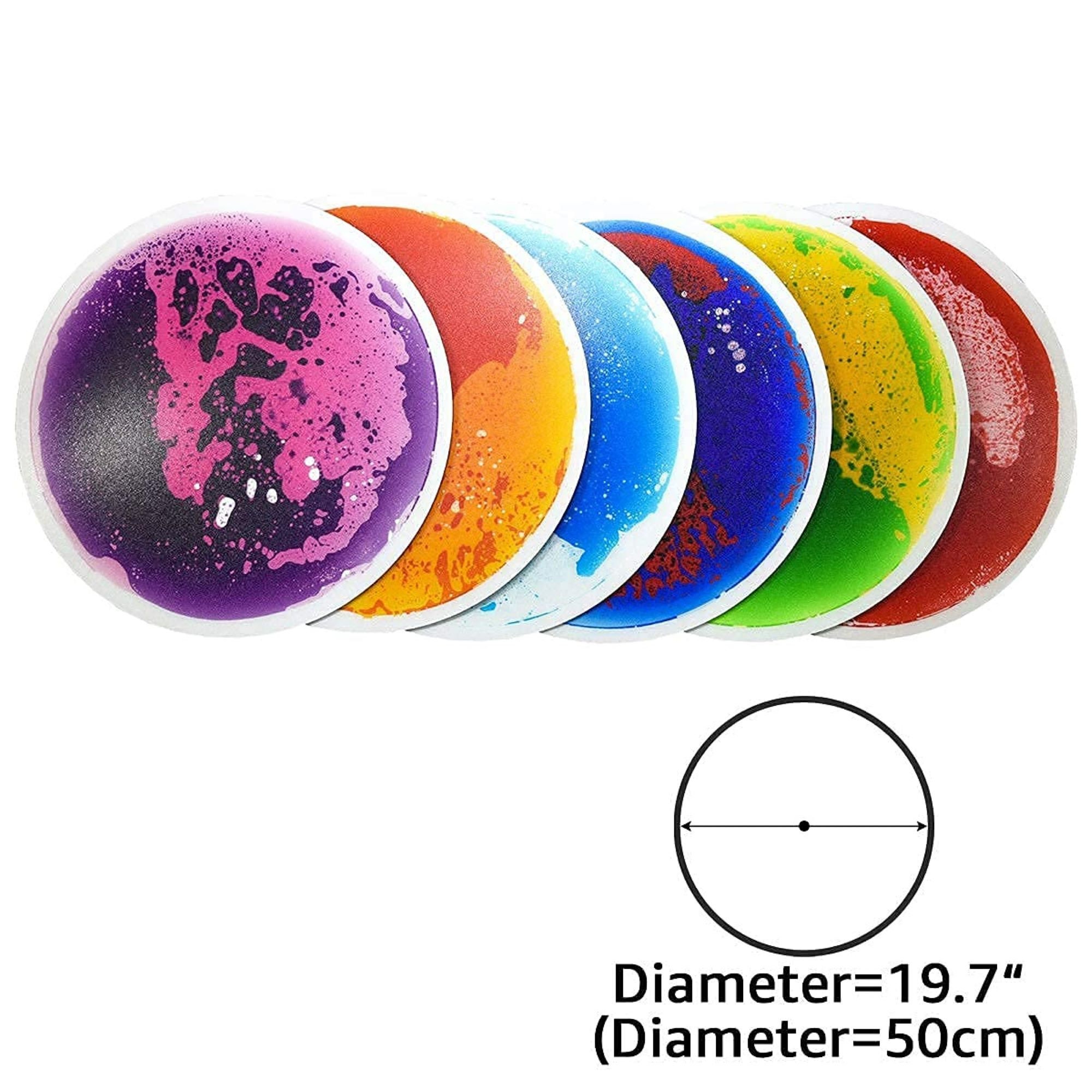 Art3d Liquid Sensory Floor Decorative Tiles,19.7"x19.7" Pie, Colorful, Liquid Fusion Activity Play Centers for Children, Toddler, Teens