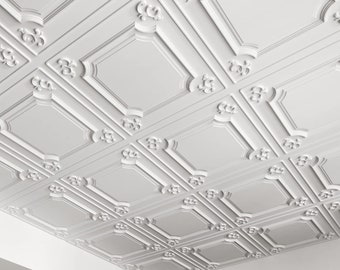 Art3d Drop Ceiling Tiles 24“x24” (12-Pack, 48 Sq.ft), Wainscoting Panels Glue Up 2’x2‘,White, Black, Gray