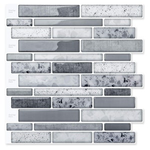 Art3d Peel and Stick Brick Kitchen Backsplash Self-Adhesive Wall Tile Stone Design, 10 Sheets (Grey)