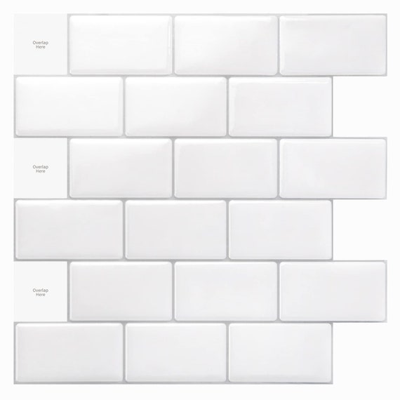 Art3d Marble Look Peel and Stick Subway Tile (Thicker Design) - White