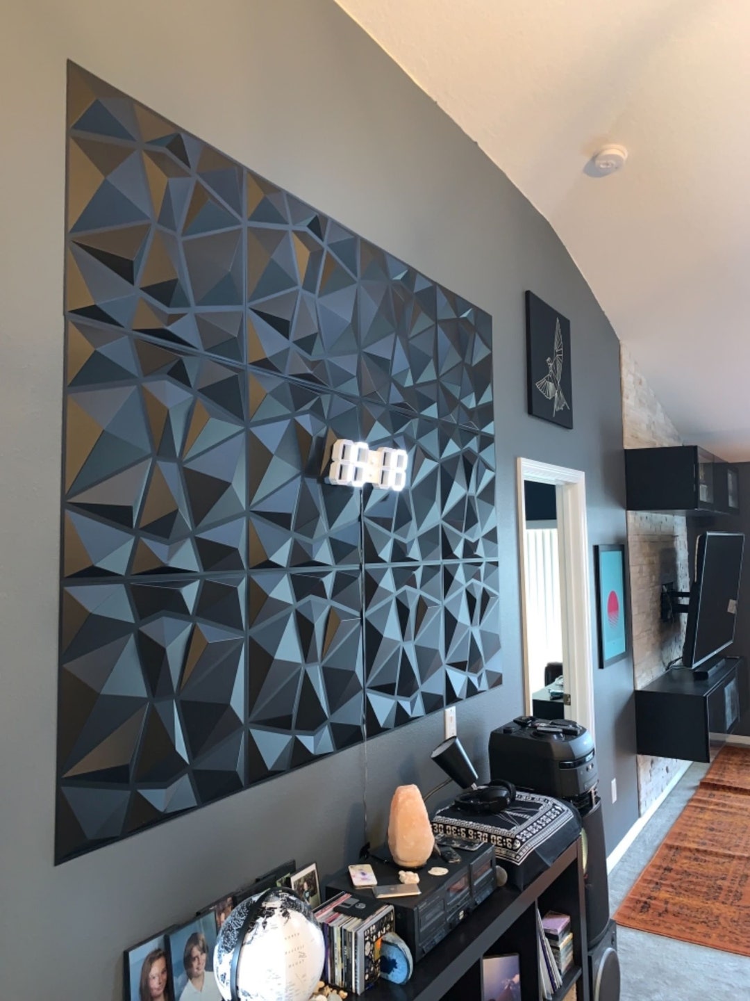 Panel de pared 3D para decoración de pared interior, paneles de pared con  textura de estrella de PVC para sala de estar, dormitorio, oficina