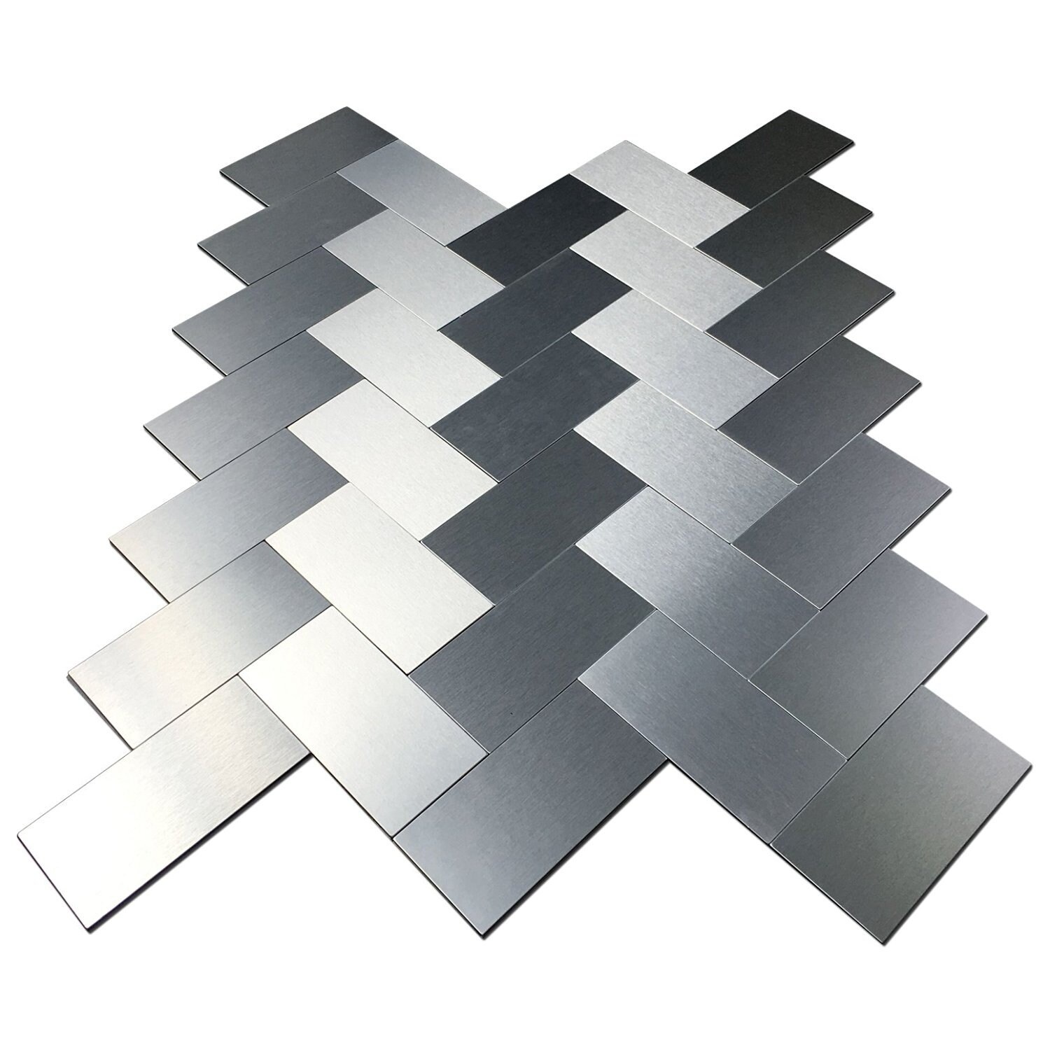 96-Pcs Peel and Stick Backsplash Tiles for Kitchen, Bathroom 3 x 6  Brushed Aluminum Metal Mosaic
