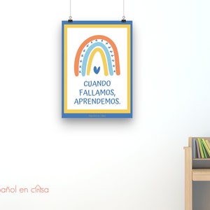 Póster de Mentalidad de crecimiento - Cuando fallamos aprendemos - Spaanse groeimindset Poster - Klas Homeschool Decor - Carteles