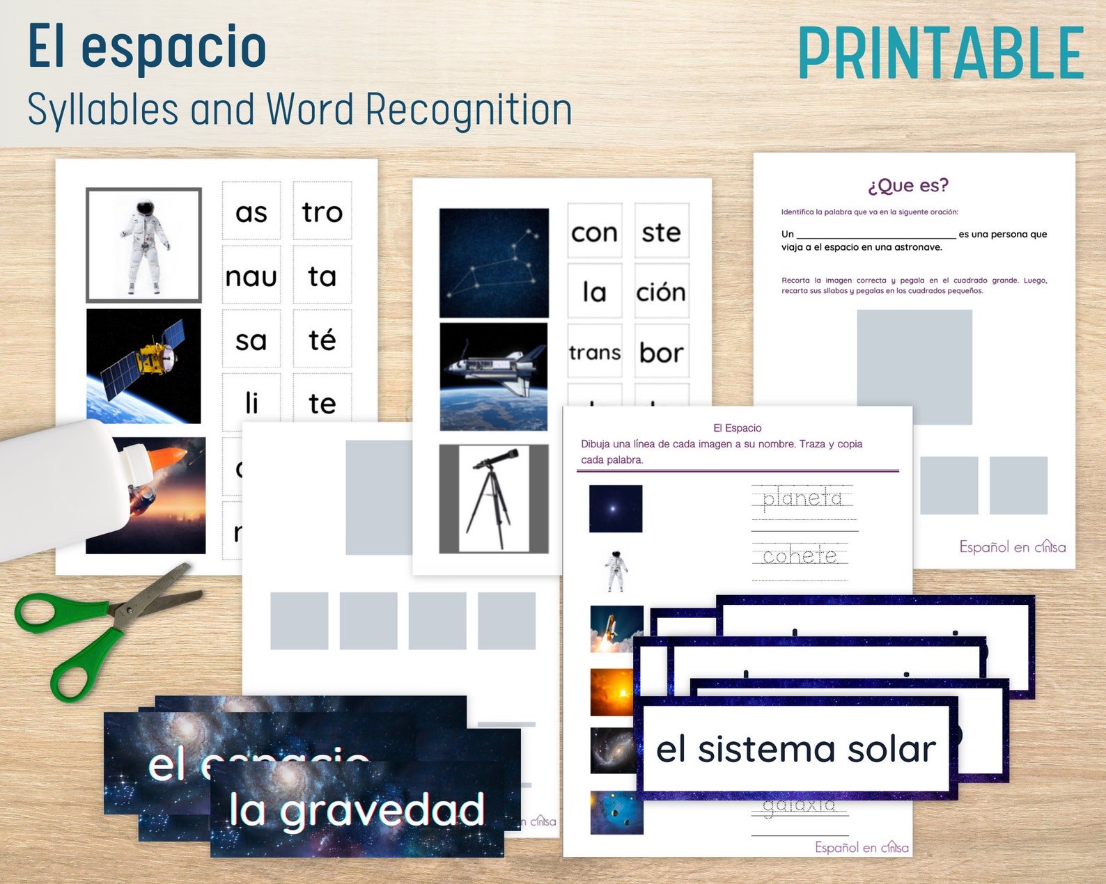 El Espacio Spanish Immersion Space Vocabulary Word Etsy