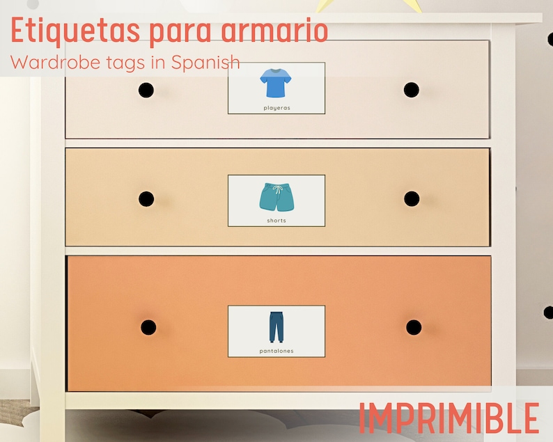 Etiquetas Para El Armario Spanish Wardrobe Tags for Kids Clothes Labels