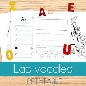 Las vocales - Vowel and Handwriting Practice - Preschool Spanish Immersion Printable -  Trazar vocales