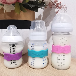 Baby Bottle Bands- Silicone Name Labels for Daycare (3 Pack) Fits all Water bottles- Personalised Gifts