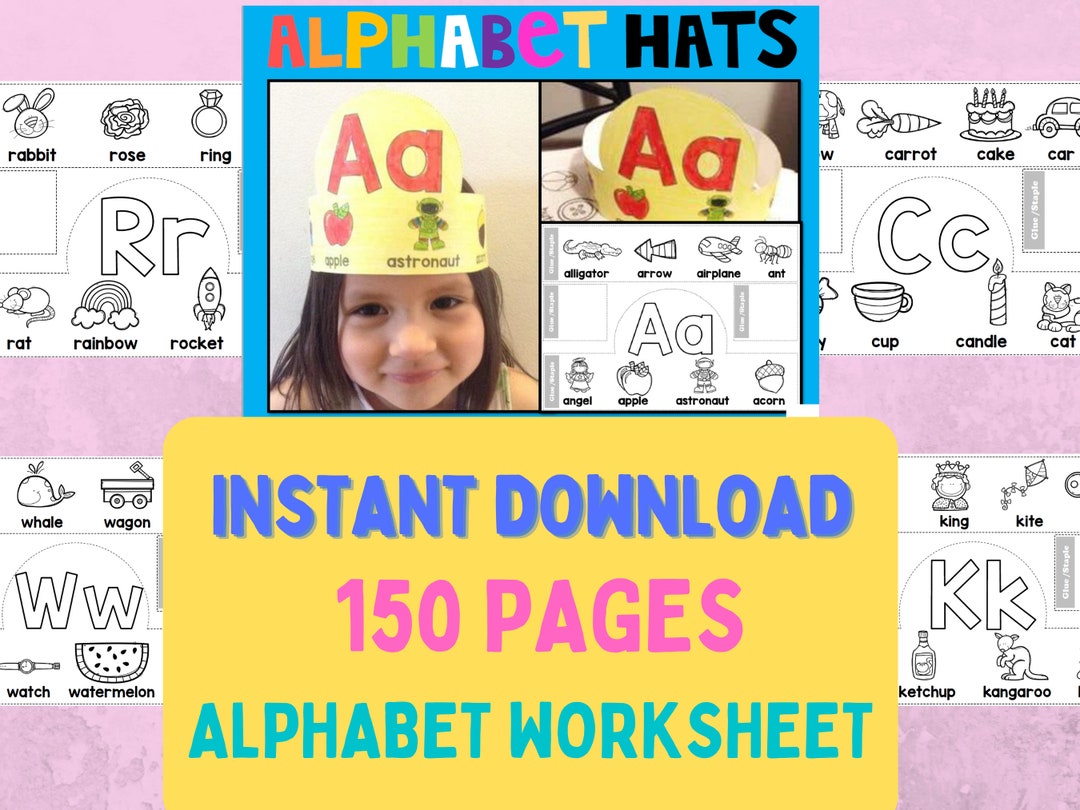Alphabet Hats Colouring Activity Instant Download 26 Pages Printable ...