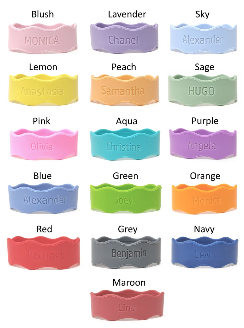 Silicone Bottle Labels 3 Pack Personalised Bands for Water Etsy