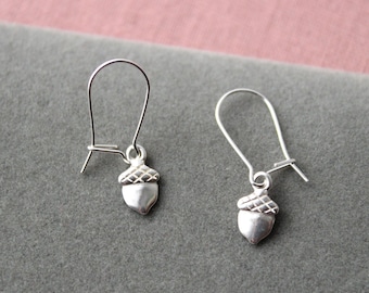 Delicate Silver Earrings Dangle earrings Acorn earrings Minimalist Statement jewelry Acorn  Jewelry