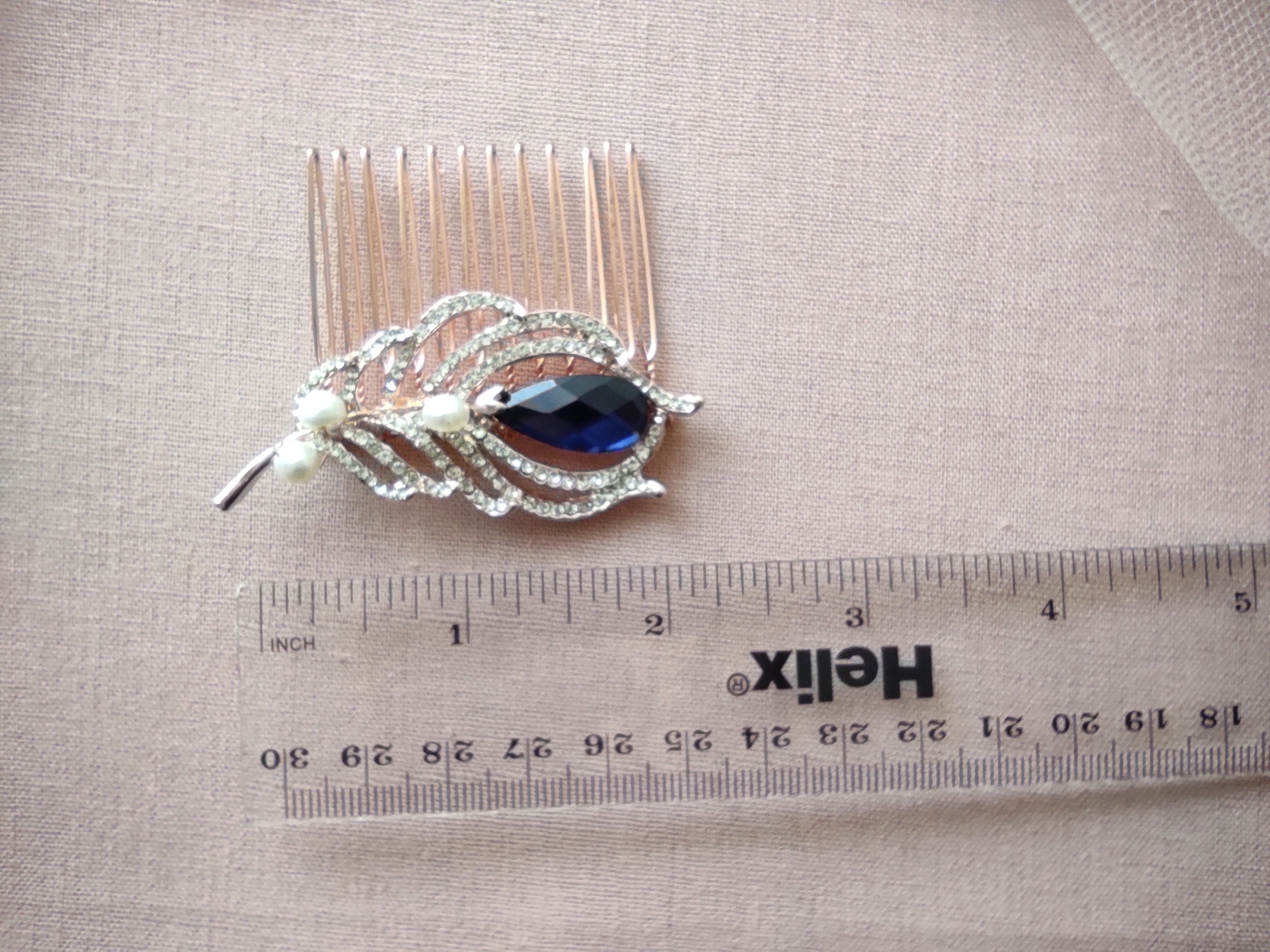 8. Pearl Rose Gold and Blue Hair Comb by The Pearl Bride - wide 3